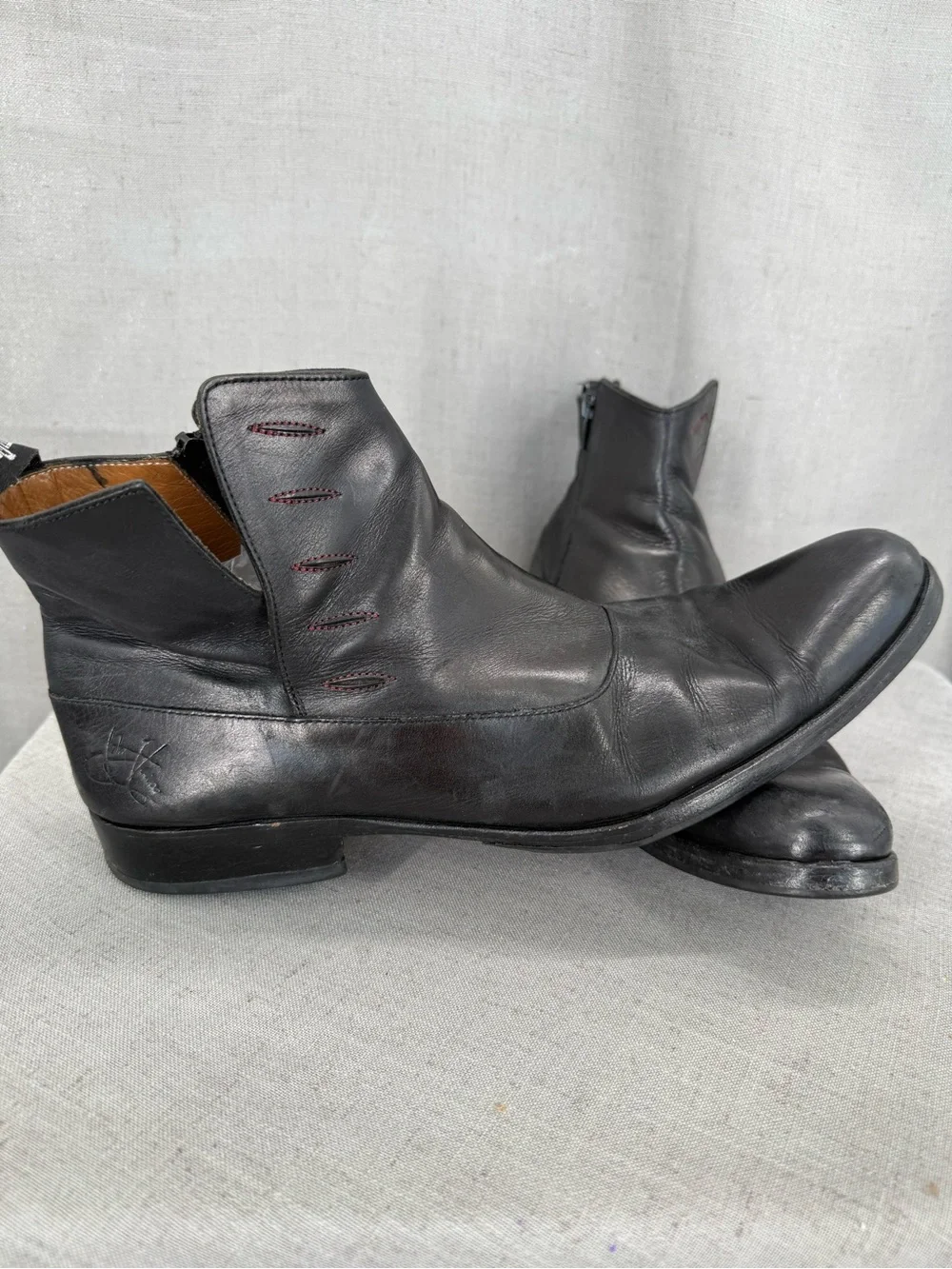 John Fluevog Twin Turbine 1611 First Avenue black Classy Spat Zipper Boots Sz 11